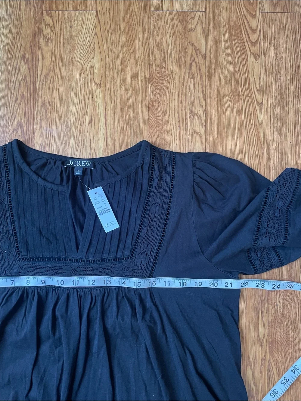 J. Crew Lace-trim puff-sleeve shirt in broken-in jersey